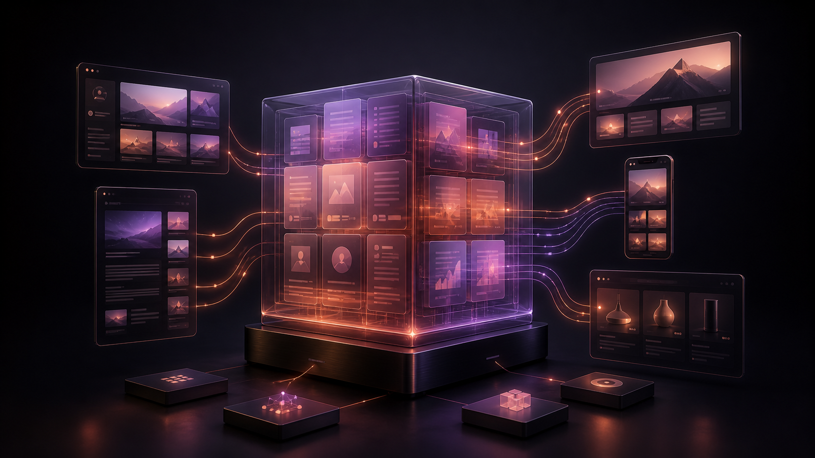 A structured content platform distributing modular content to websites, mobile applications, and commerce experiences